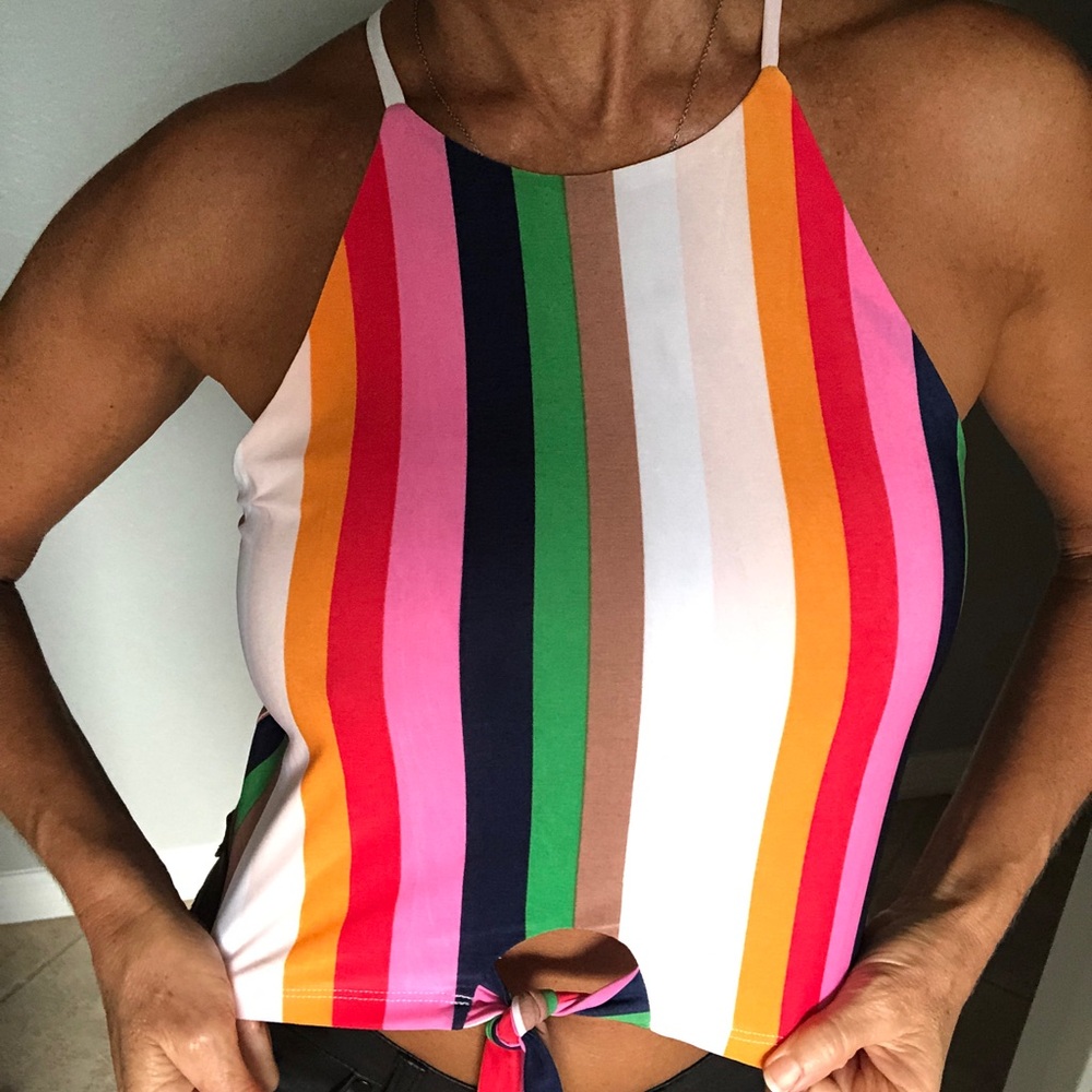 VENUS Multicolor Striped Crop Top